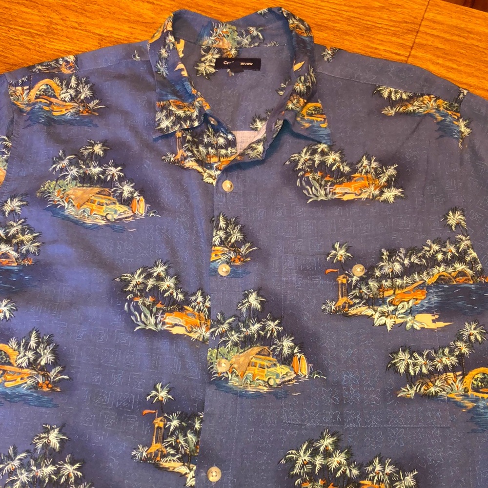 Croft & Barrow Blue Hawaiian Tropical Shirt L